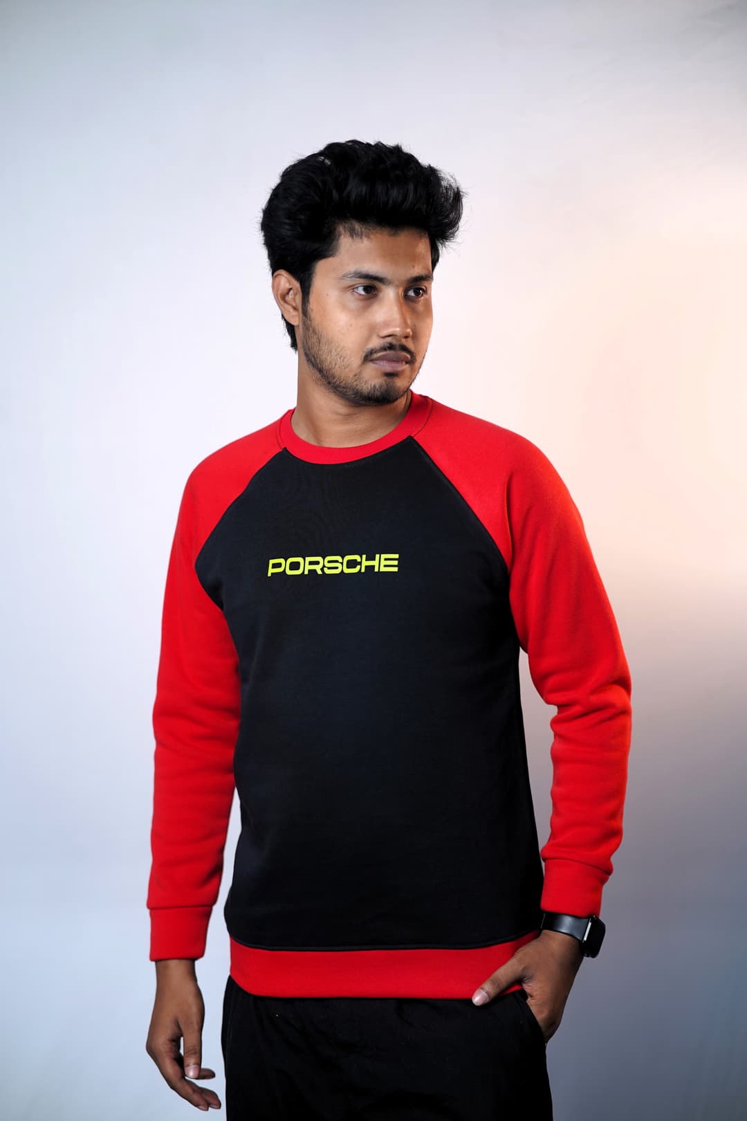 Premium Raglan Sweatshirt- Black Red